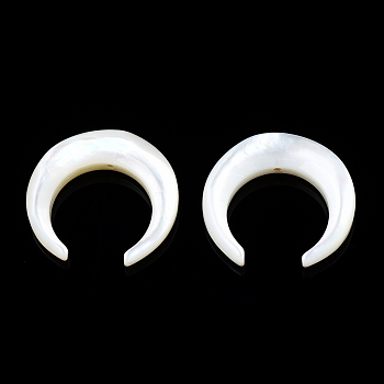 Natural White Shell Beads, Crescent Moon, 19x20x4~4.5mm, Hole: 0.8mm, about 6pcs/bag