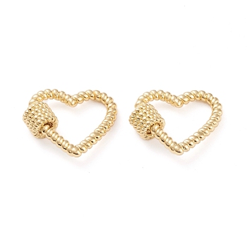 Brass Screw Carabiner Lock Charms, for Necklaces Making, Long-Lasting Plated, Heart, Real 18K Gold Plated, 23x26x3mm, Screw: 8x7mm
