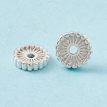 Brass Beads, Cadmium Free & Lead Free, Long-Lasting Plated, Flat Round, 925 Sterling Silver Plated, 8x2mm, Hole: 1.5mm