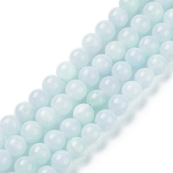 Natural Yellow Jade Beads Strands, Dyed, Round, Azure, 4mm, Hole: 1mm, about 95pcs/strand, 15.75 inch