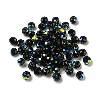 Electroplate Glass Beads, Rondelle, Black, 6x4mm, Hole: 1.4mm, 100pcs/bag