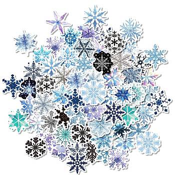 50Pcs Snowflake Paper Stickers, Self-Adhesive Stickers, for DIY Photo Album Diary Scrapbook Decoration, Mixed Color, 30~80mm