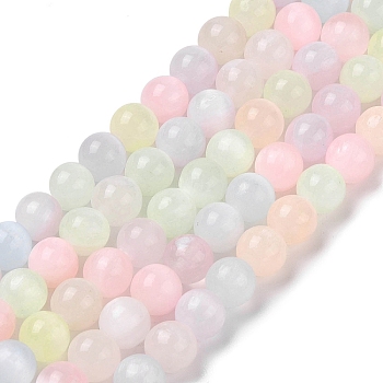 Macaron Color Natural Selenite Beads Strands, Dyed, Round, Mixed Color, 8mm, Hole: 1mm, about 47pcs/strand, 15.35''(39cm)