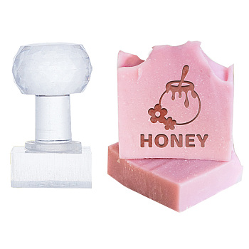 Clear Acrylic Soap Stamps with Big Handles, DIY Soap Molds Supplies, Honey Jar, 60x33x38mm, Pattern: 35x30mm