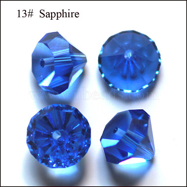 6mm Blue Diamond Glass Beads