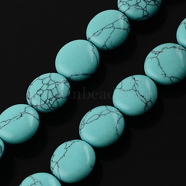 10mm Turquoise Flat Round Synthetic Turquoise Beads