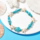 Turtle & Starfish Synthetic Turquoise Beaded Stretch Bracelet(BJEW-JB09955)-2