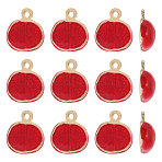 12Pcs Alloy Enamel Pendants, Tomato Charm, Red, 14x12x5mm, Hole: 1.4mm(FIND-CA0009-59)