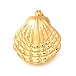 304 Stainless Steel Pendants, Shell Shape Charm, Golden, 30.5x27x16mm, Hole: 5.5x3mm(STAS-H200-06G)