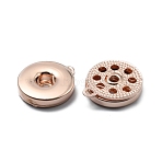 Alloy Hang Snap Base Pendant, for Interchangeable Snap Charms Jewelry Making, Flat Round, Rose Gold, 23x19x5mm, Hole: 2mm(FIND-WH0110-280RG)