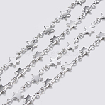Tarnish Resistant 304 Stainless Steel Chains, Star Link Chains, Soldered, Stainless Steel Color, 12x6x1mm(STAS-P197-059P)
