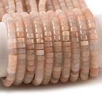 Natural Peach Moonstone Beads Strands, Disc, Heishi Beads, 6~6.5x3~3.5mm, Hole: 0.8~1.2mm, about 115~117pcs/strand, 14.96~15.16''(38~38.5cm)(G-M420-A07-01)