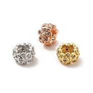 Rack Plating Brass Micro Pave Cubic Zirconia Beads, Long-Lasting Plated, Cadmium Free & Lead Free, Flower, Mixed Color, 8x5mm, Hole: 4mm(KK-C010-05)