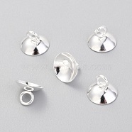 201 Stainless Steel Bead Cap Pendant Bails, for Globe Glass Bubble Cover Pendants, Silver, 7x10mm, Hole: 3mm(X-STAS-G224-24S-01)