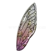 Transparent Resin Big Pendants, Wing Charms with Gold Foil, Orchid, 51x16.5x2mm, Hole: 1.4mm(RESI-TAC0005-022A-12)