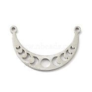 304 Stainless Steel Links, Moon Phase Links, Moon, Stainless Steel Color, 14x21.5x1mm, Hole: 1mm(STAS-H150-01P)