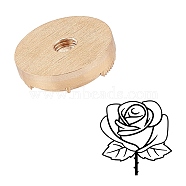 DIY Scrapbook, Brass Wax Seal Stamp Head, for Cake/Wood/Leather, Flat Round, Golden, Rose Pattern, 30mm(AJEW-WH0151-005)