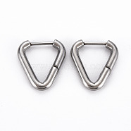 Triangle Huggie Hoop Earrings for Women, Hypoallergenic and Safe for Sensitive Ears, with 316 Surgical Stainless Steel Pin, Stainless Steel Color, 10 Gauge, 16x14.5x2.5mm, Pin: 1mm(EJEW-N016-007-NR)