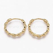 Brass Huggie Hoop Earrings, Long-Lasting Plated, Ring, Real 18K Gold Plated, 16x3mm, Pin: 1mm(EJEW-L231-33G)