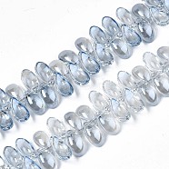 Electroplate Glass Beads Strand, Pearl Luster Plated, Leaf, Light Steel Blue, 6x12.5x4.5mm, Hole: 0.9mm, about 100pcs/strand, 14.17 inch~ 15.35 inch(36~39cm)(EGLA-S188-26-A01)
