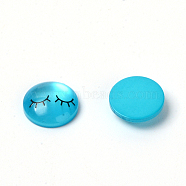 Resin Cabochons, with Self Adhesive, DIY Accessories, Flat Round with Brow, Deep Sky Blue, 12x4mm(RESI-WH0014-32B)