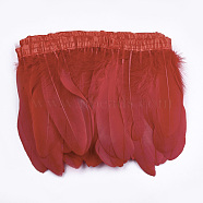Goose Feather Fringe Trimming, Costume Accessories, Dyed, Red, 145~195mm, about 2m/bag(FIND-T037-05E)