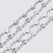 304 Stainless Steel Chains, Star Link Chains, Soldered, Stainless Steel Color, 12x6x1mm(STAS-P197-059P)