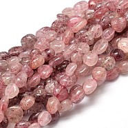 Natural Strawberry Quartz Gemstone Nuggets Bead Strands, Tumbled Stone, 9~12x8~13x5~7mm, Hole: 1mm, about 15.3 inch~15.7 inch(G-J336-27)