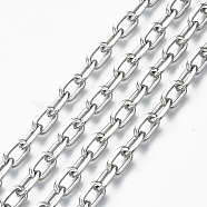 Unwelded Iron Paperclip Chains, Drawn Elongated Cable Chains, with Spool, Platinum, 9.6x5.8x1.5mm, about 32.8 Feet(10m)/roll(CH-S125-21B-02)