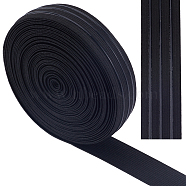 10 Yards Polyester Non-slip Elastic Cord, Flat, Black, 30mm(EC-GF0001-39A-02)