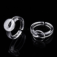 Transparent Acrylic Open Cuff Ring Components, Flat Round Ring Settings for Kids, Clear, US Size 3(14mm), Tray: 9mm(X-TACR-ZX018-10A)