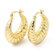 Brass Croissant Hoop Earrings for Women, Real 16K Gold Plated, 29x25x9mm(EJEW-K248-08G)
