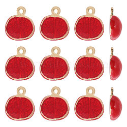 12Pcs Alloy Enamel Pendants, Tomato Charm, Red, 14x12x5mm, Hole: 1.4mm(FIND-CA0009-59)