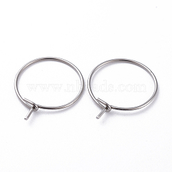 316 Surgical Stainless Steel Hoop Earring Findings, Wine Glass Charms Findings, Stainless Steel Color, 49x45x0.7mm(STAS-J025-01G-P-P)