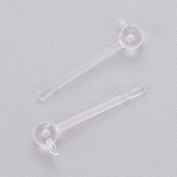 Transparent Painless Prevent Allergy Resin Stud Earring Findings, with Loop, Clear, 14x4.3mm, Hole: 0.9mm, Pin: 0.8mm(KY-L005-11)