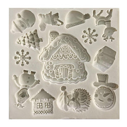 Food Grade Silicone Molds, Fondant Molds, For DIY Cake Decoration, Chocolate, Candy, UV Resin & Epoxy Resin Jewelry Making, Christmas Theme, Antique White, 98x98mm(DIY-I012-47)