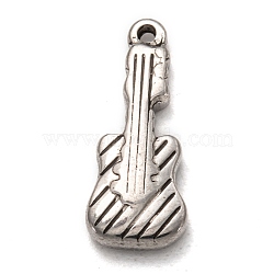304 Stainless Steel Pendants, Guitar, Antique Silver, 19.5x8x2.5mm, Hole: 1.2mm(STAS-I170-26AS)