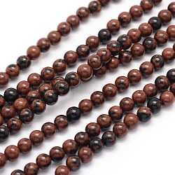 Natural Mahogany Obsidian Round Bead Strands, 4mm, Hole: 0.5mm, about 88pcs/strand, 15.4 inches(G-P128-65-4mm)