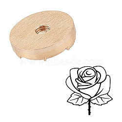 DIY Scrapbook, Brass Wax Seal Stamp Head, for Cake/Wood/Leather, Flat Round, Golden, Rose Pattern, 30mm(AJEW-WH0151-005)