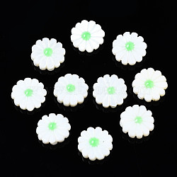 Natural Freshwater Shell Beads, with Enamel, Flower, Pale Green, 12~13x3~4mm, Hole: 0.9mm(SHEL-N026-143A-149C)