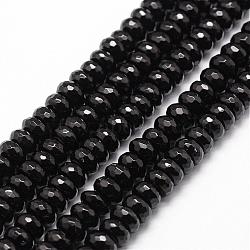 Natural Black Onyx Beads Strands, Grade A, Dyed & Heated, Faceted, Rondelle, 6x3mm, Hole: 1mm, about 120pcs/strand, 15.16 inch~15.35 inch(G-P161-23-6x3mm)