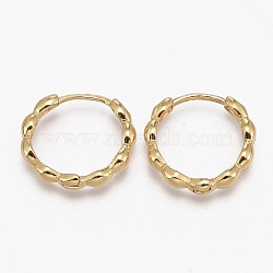 Brass Huggie Hoop Earrings, Long-Lasting Plated, Ring, Real 18K Gold Plated, 16x3mm, Pin: 1mm(EJEW-L231-33G)