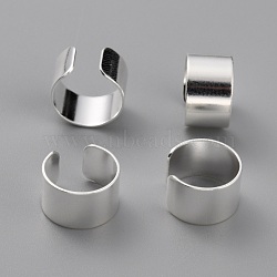 Unisex Brass Cuff Earrings, 925 Sterling Silver Plated, 9.5x6mm(EJEW-Z005-01S)