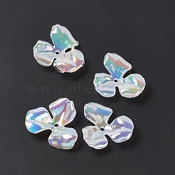 Opaque Acrylic Bead Caps, AB Color, 3-Petal Flower, WhiteSmoke, 32.5x32.5x8mm, Hole: 2.7mm(OACR-C009-19)