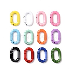 Spray Painted Alloy Spring Gate Rings, Oval Ring, Mixed Color, 25x15.5x4mm, inner diameter: 16x7.5mm(PALLOY-K257-11)