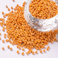 Glass Seed Beads, Opaque Colors Lustered, Round, Dark Orange, 2mm, Hole: 1mm, about 30000pcs/pound(SEED-A012-2mm-130)