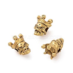 Tibetan Style Alloy Beads, Skull Head, Antique Golden, 13x10.5x9.5mm, Hole: 3mm(X1-PALLOY-F257-04AG)