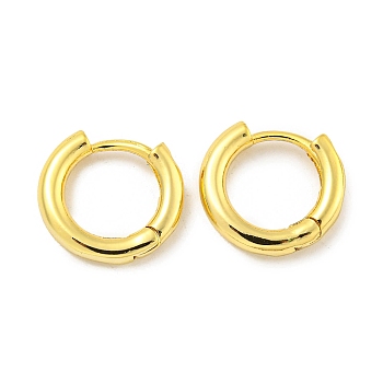 Brass Hoop Earrings, Round, Real 18K Gold Plated, 12x2mm