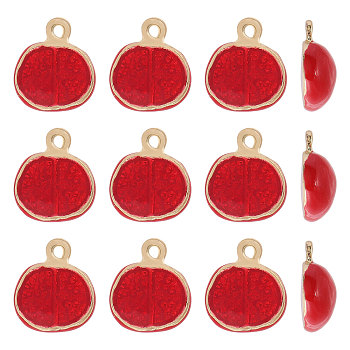 12Pcs Alloy Enamel Pendants, Tomato Charm, Red, 14x12x5mm, Hole: 1.4mm