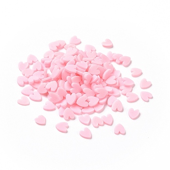 Handmade Polymer Clay Cabochons, Heart, Pink, 5x4.5x0.8mm, about 76923pcs/1000g